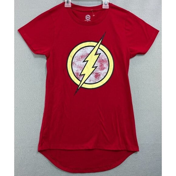 DC Comics Tops - DC Comics Flash Logo Women T-Shirt Tee Size Medium Short Sleeve Cotton Hi Low